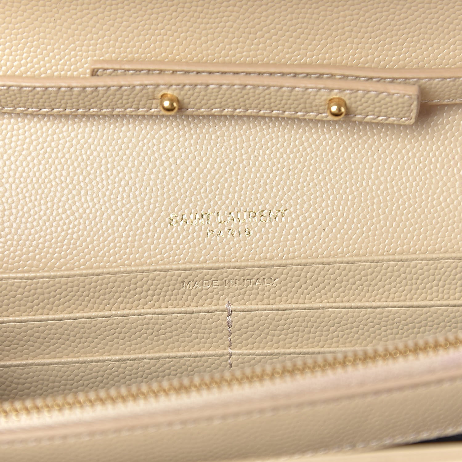 Saint Laurent Grain De Poudre Matelasse Chevron Monogram Chain Wallet Nude Powder 6 of 9
