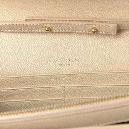 Saint Laurent Grain De Poudre Matelasse Chevron Monogram Chain Wallet Nude Powder 6 of 9