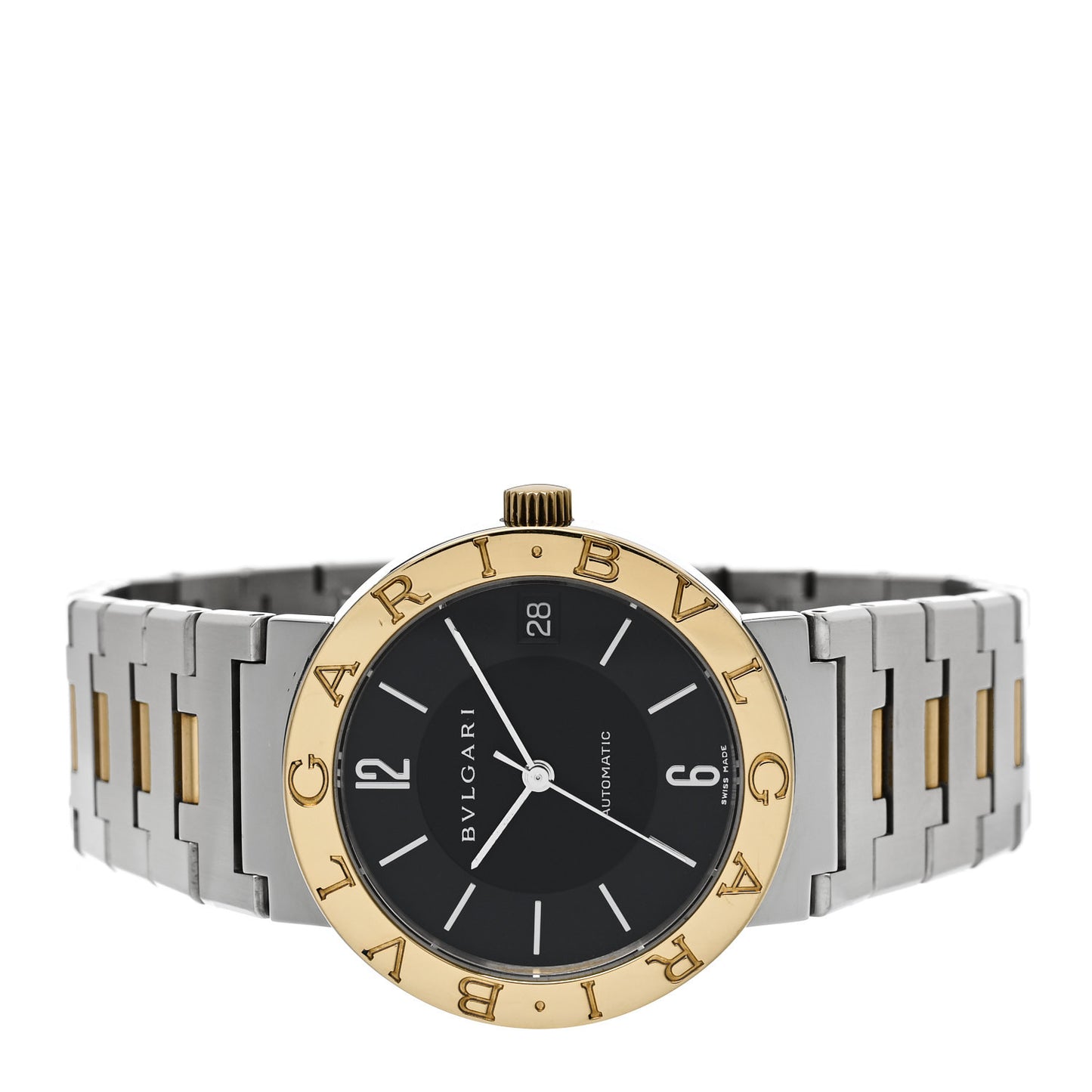 Stainless Steel 18K Yellow Gold 33mm Automatic Watch Black