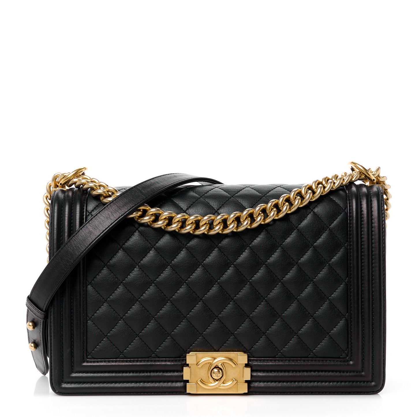 Calfskin Quilted New Medium Boy Flap Black