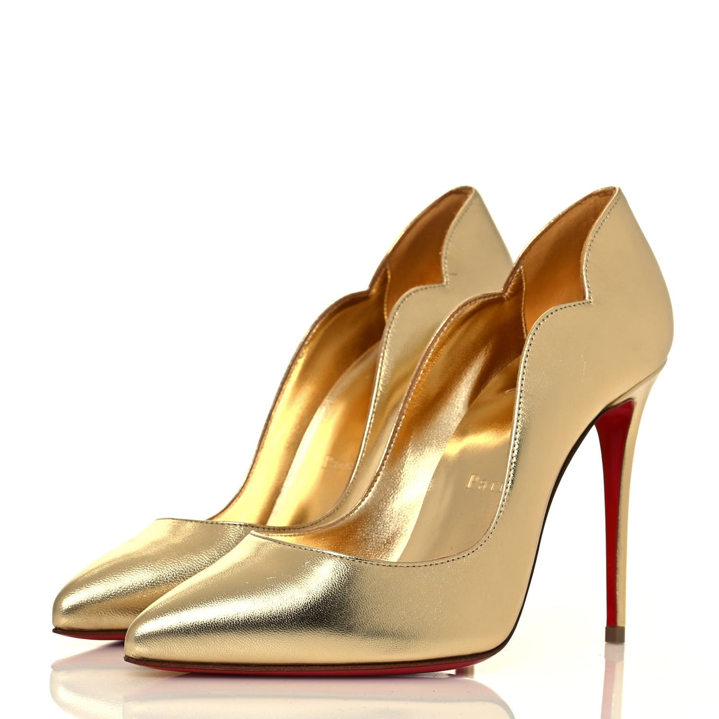 Metallic Calfskin Hot Chick 100 Pumps 35.5 Gold