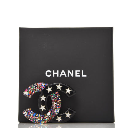Chanel Resin Glitter Crystal CC Star Brooch Multicolor 6 of 6
