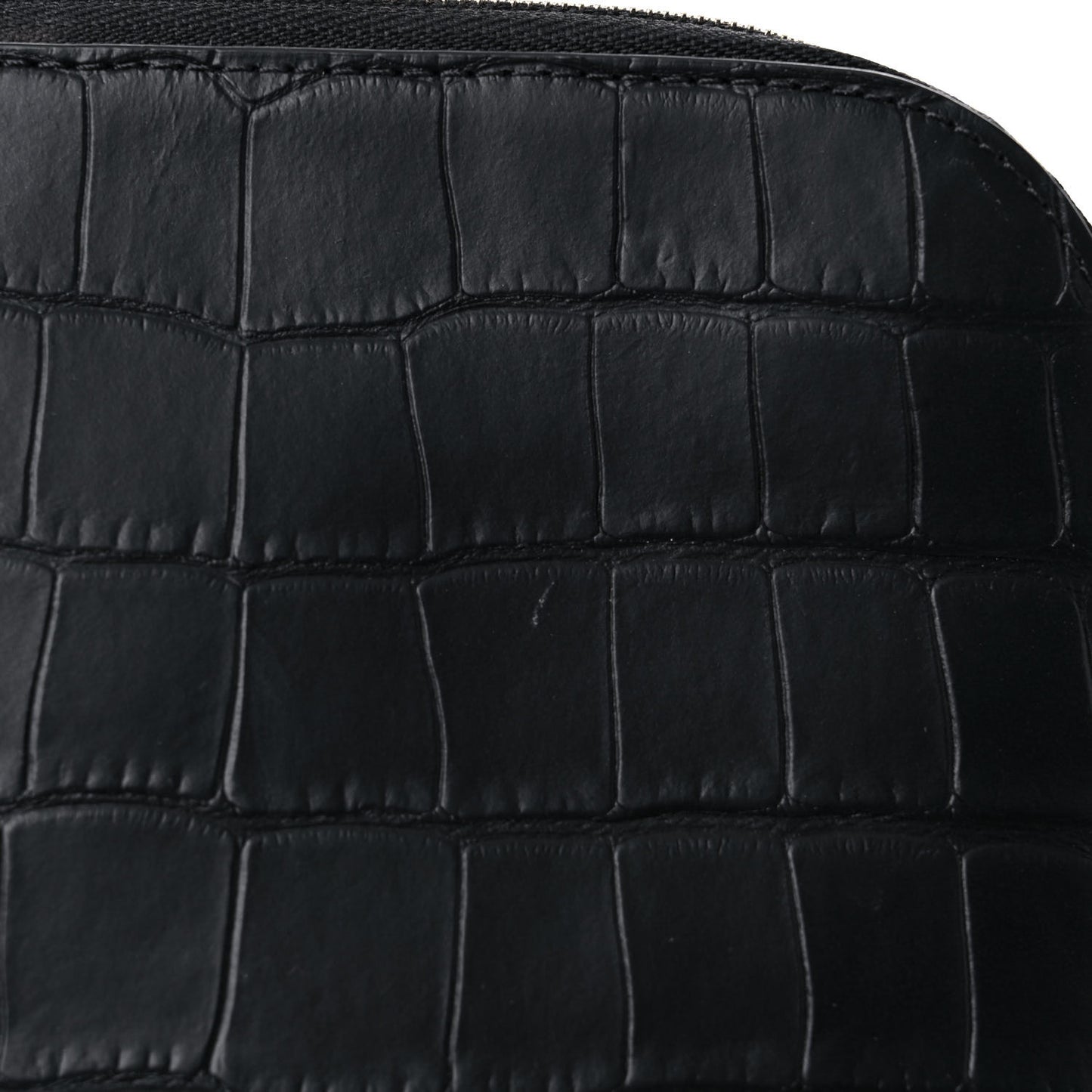 Crocodile Embossed Calfskin Cosmetic Pouch Black