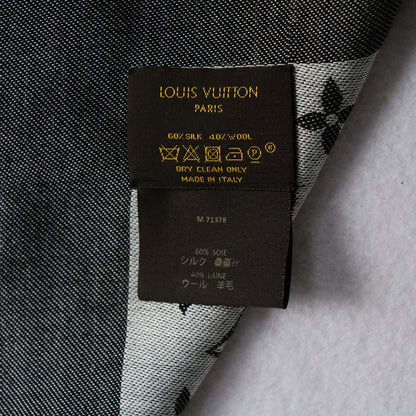 Louis Vuitton Wool Silk Monogram Denim Shawl Black 6 of 6