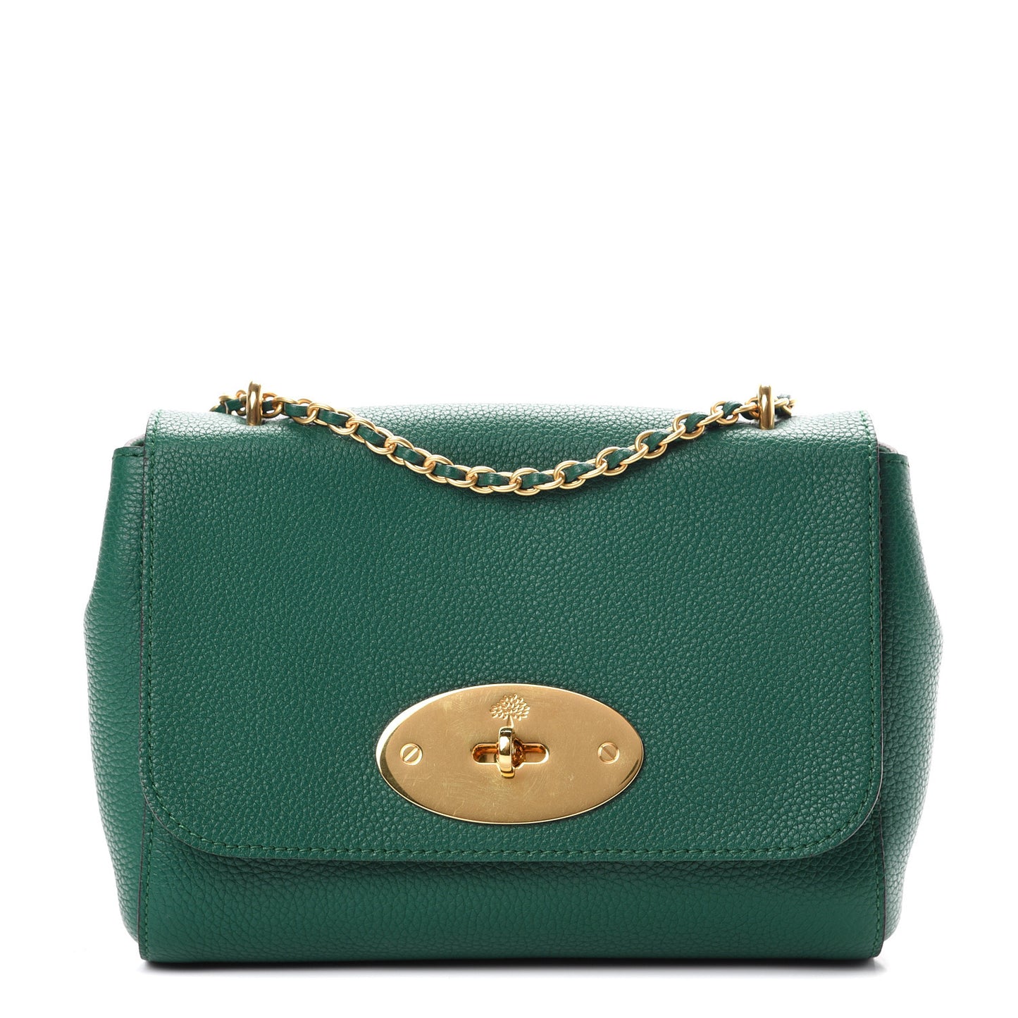 Small Classic Grain Calfskin Small Lily Flap Emerald
