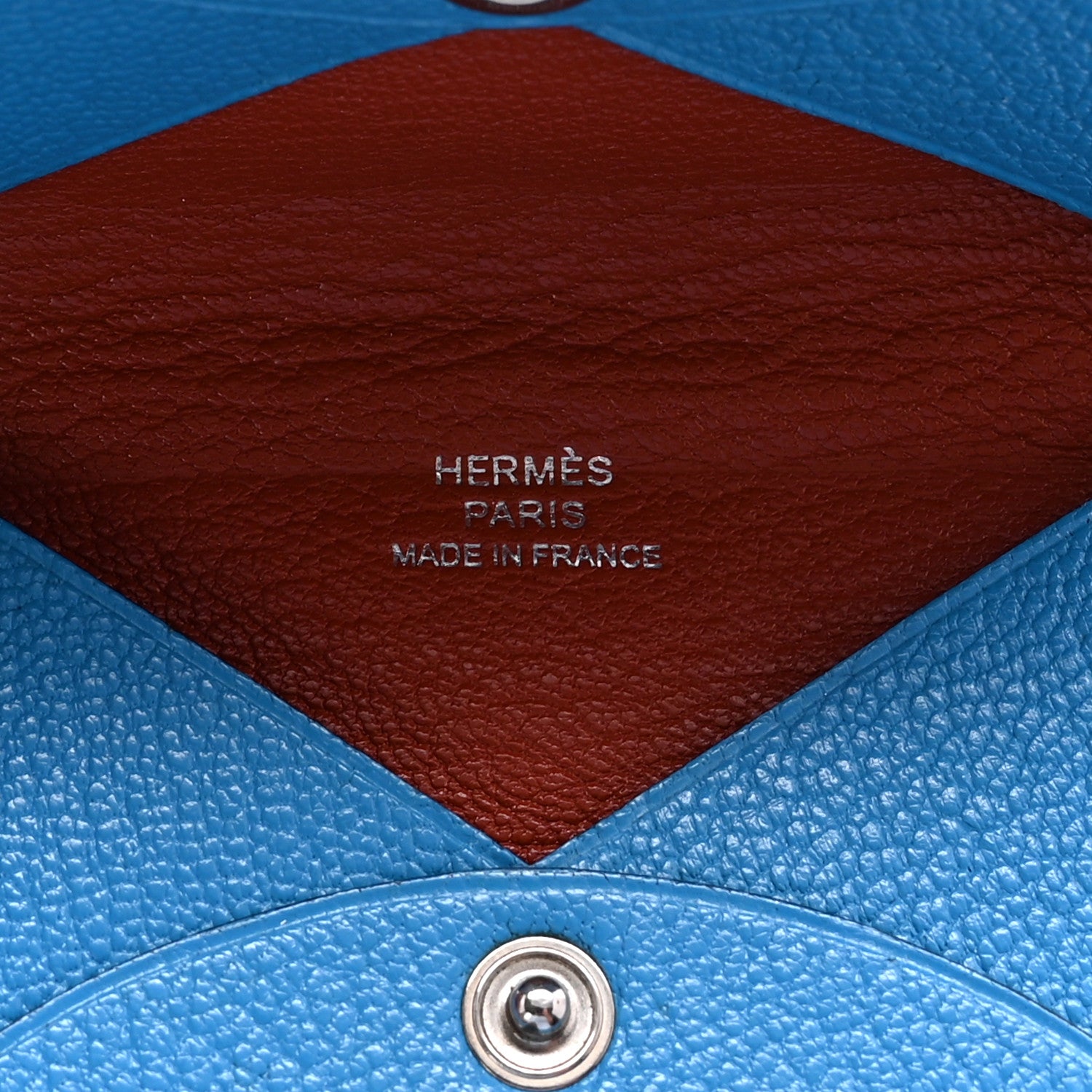 Hermes Chevre Mysore Verso Calvi Card Case Bleu Frida Cuivre 6 of 6