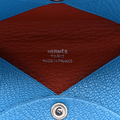Hermes Chevre Mysore Verso Calvi Card Case Bleu Frida Cuivre 6 of 6