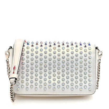 Christian Louboutin Metallic Calfskin Spiked Zoompouch Crossbody Snow Silver 1 of 9