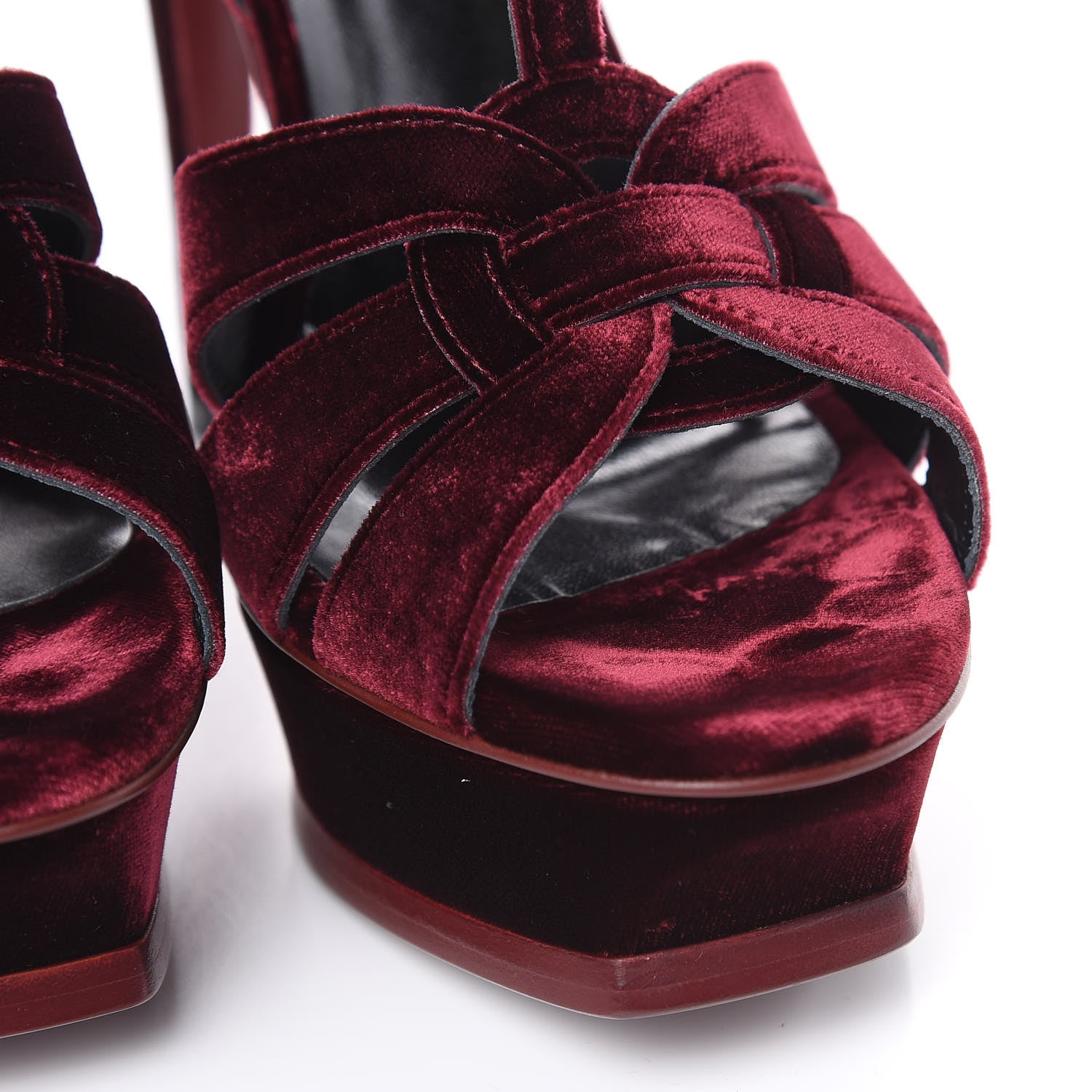 Saint Laurent Velvet Tribute 105 Platform Sandals 38.5 Burgundy 9 of 10