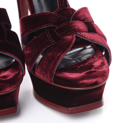 Saint Laurent Velvet Tribute 105 Platform Sandals 38.5 Burgundy 9 of 10