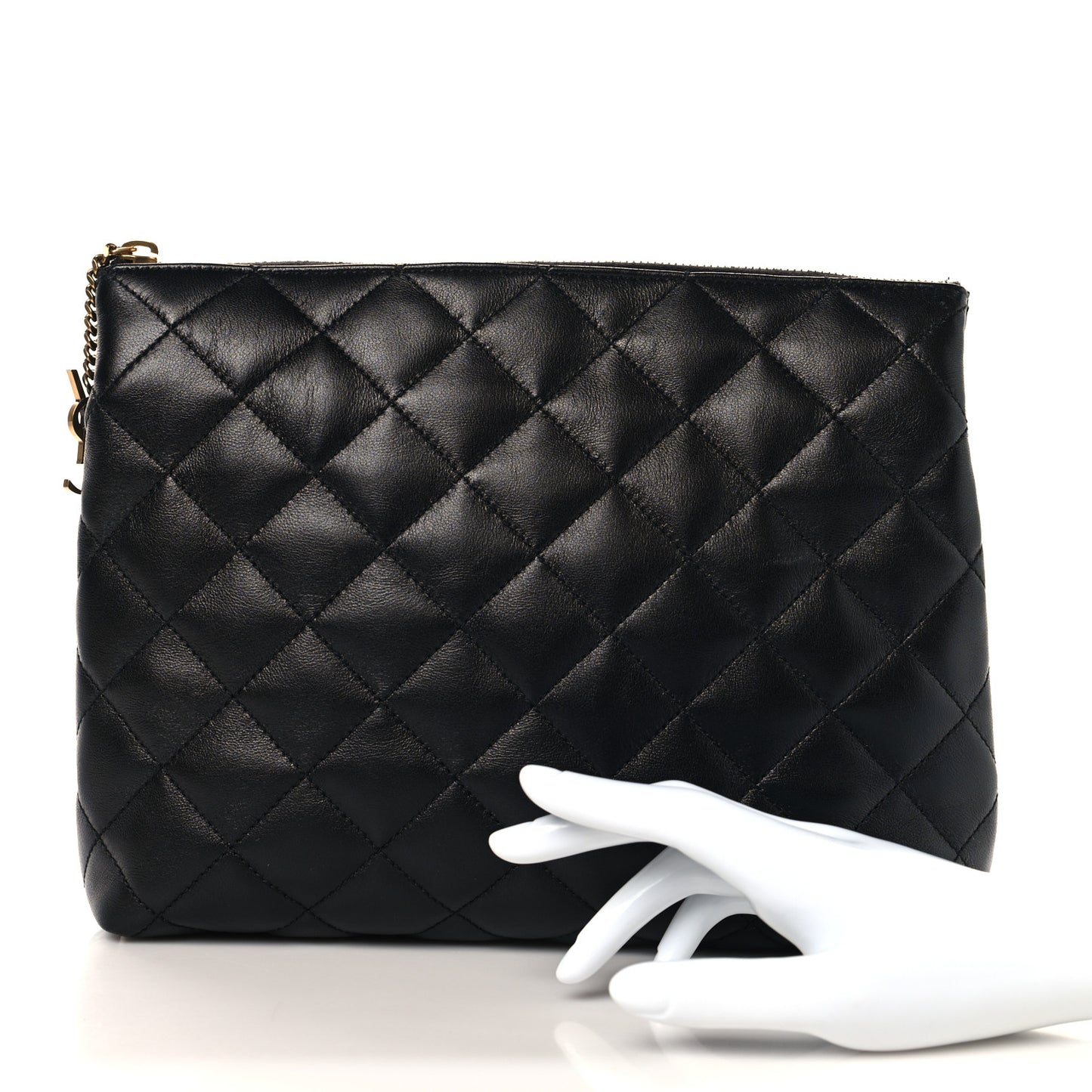 Lambskin Quilted Cassandre Cosmetic Pouch Black