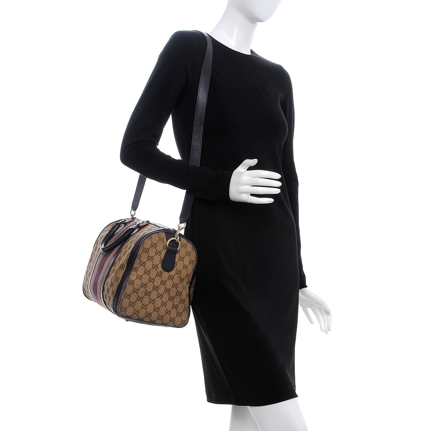 Monogram Vintage Web Medium Boston Dark Purple