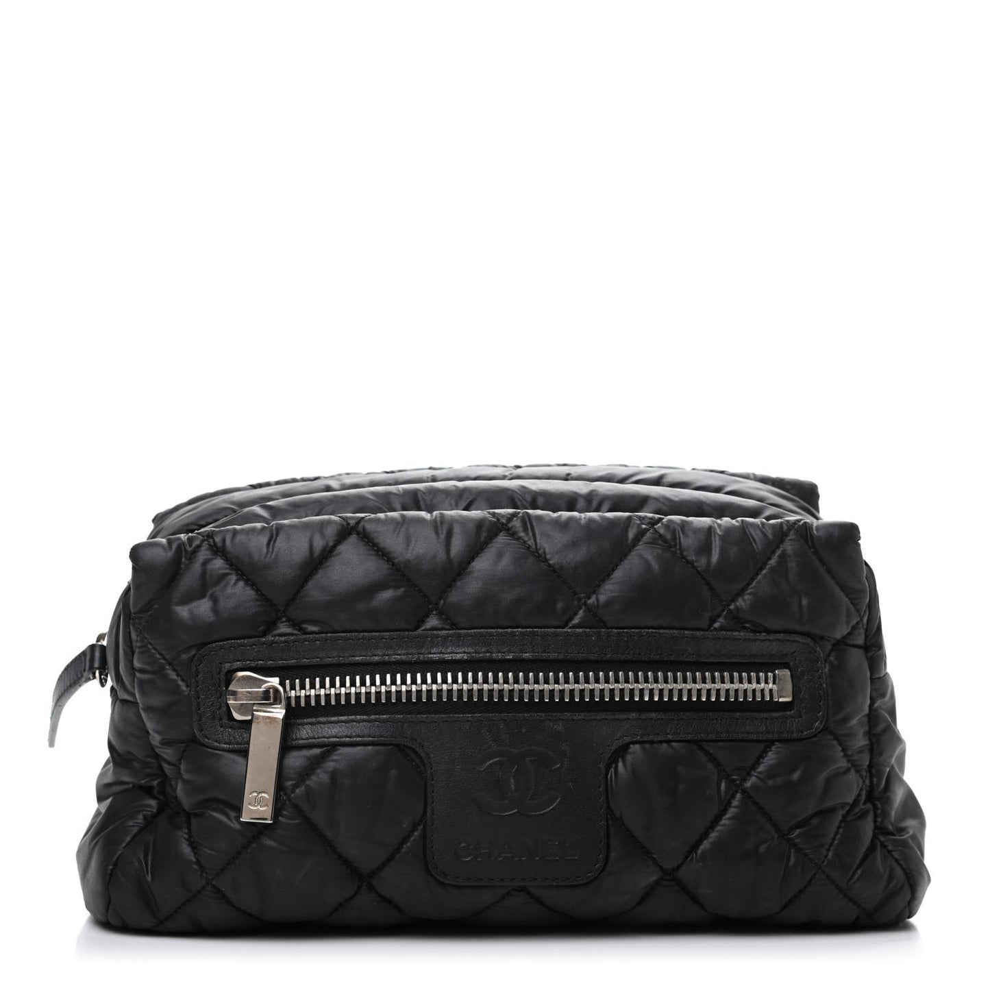 Nylon Quilted Cocoon Cosmetic Case Black
