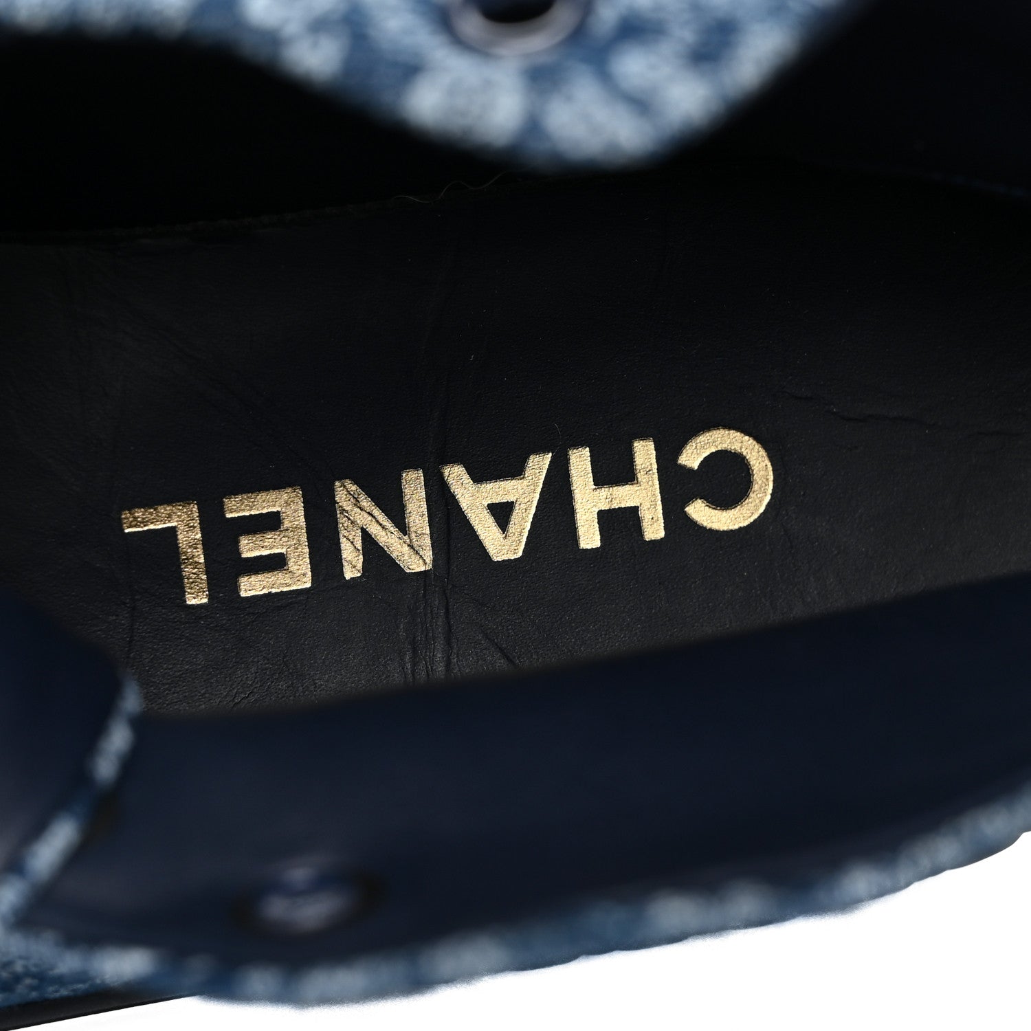 Chanel Printed Denim Quilted High Top Sneakers 41 Dark Blue 9 of 10