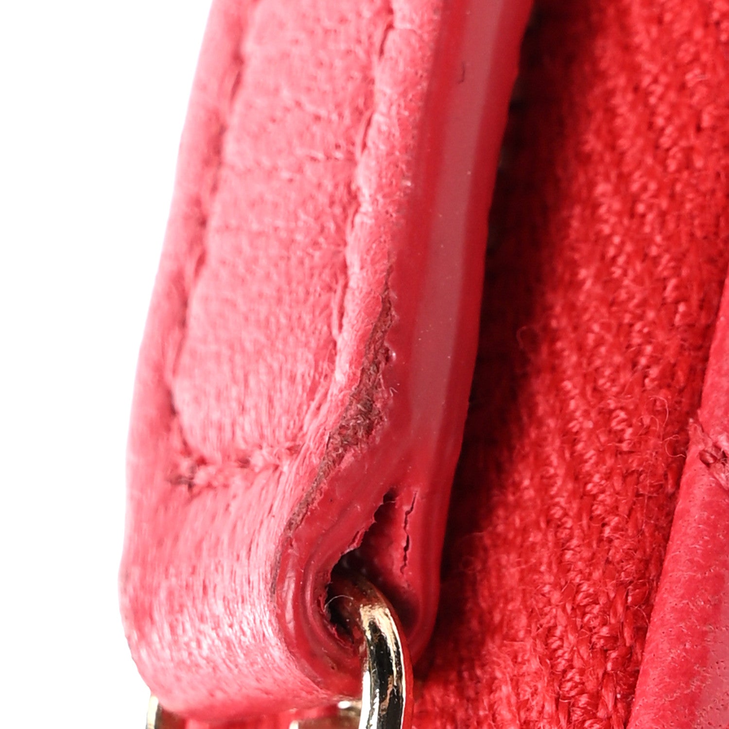 Chanel Lambskin Quilted Zip Around Coin Purse Wallet Light Red 8 of 9