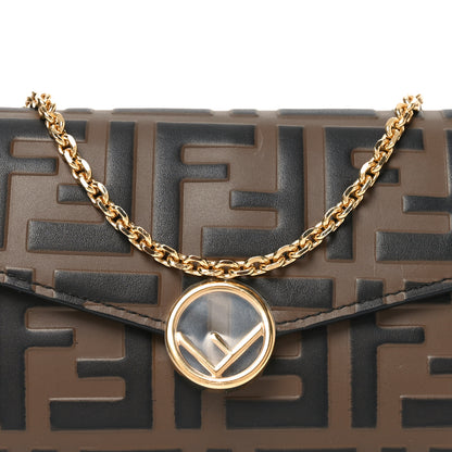 Fendi Vitello Soft F is Fendi Bi-Color FF 1974 Embossed Continental Envelope Wallet On Chain Maya Black 8 of 10