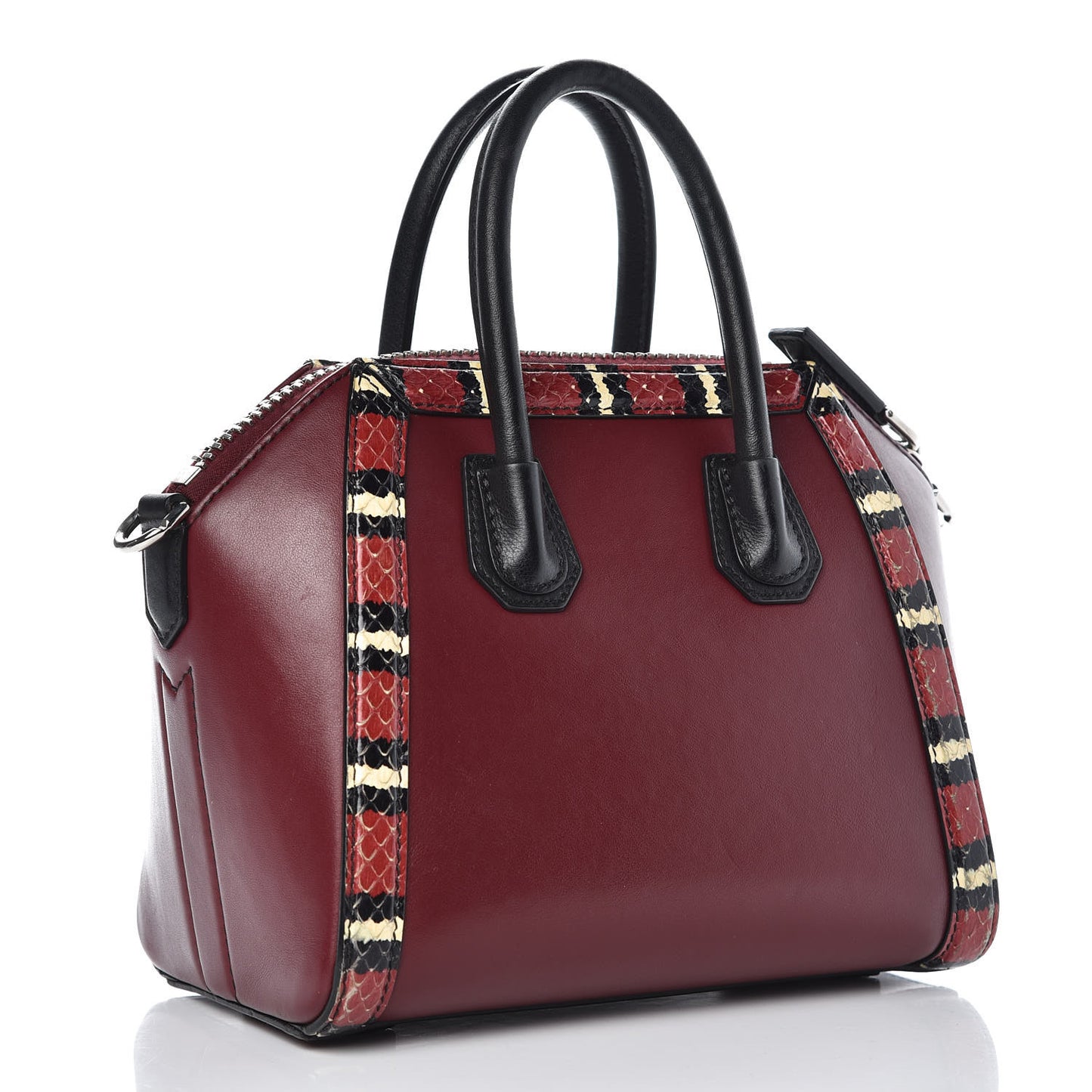 Smooth Calfskin Ayers Mini Bi-Color Antigona Wine Black