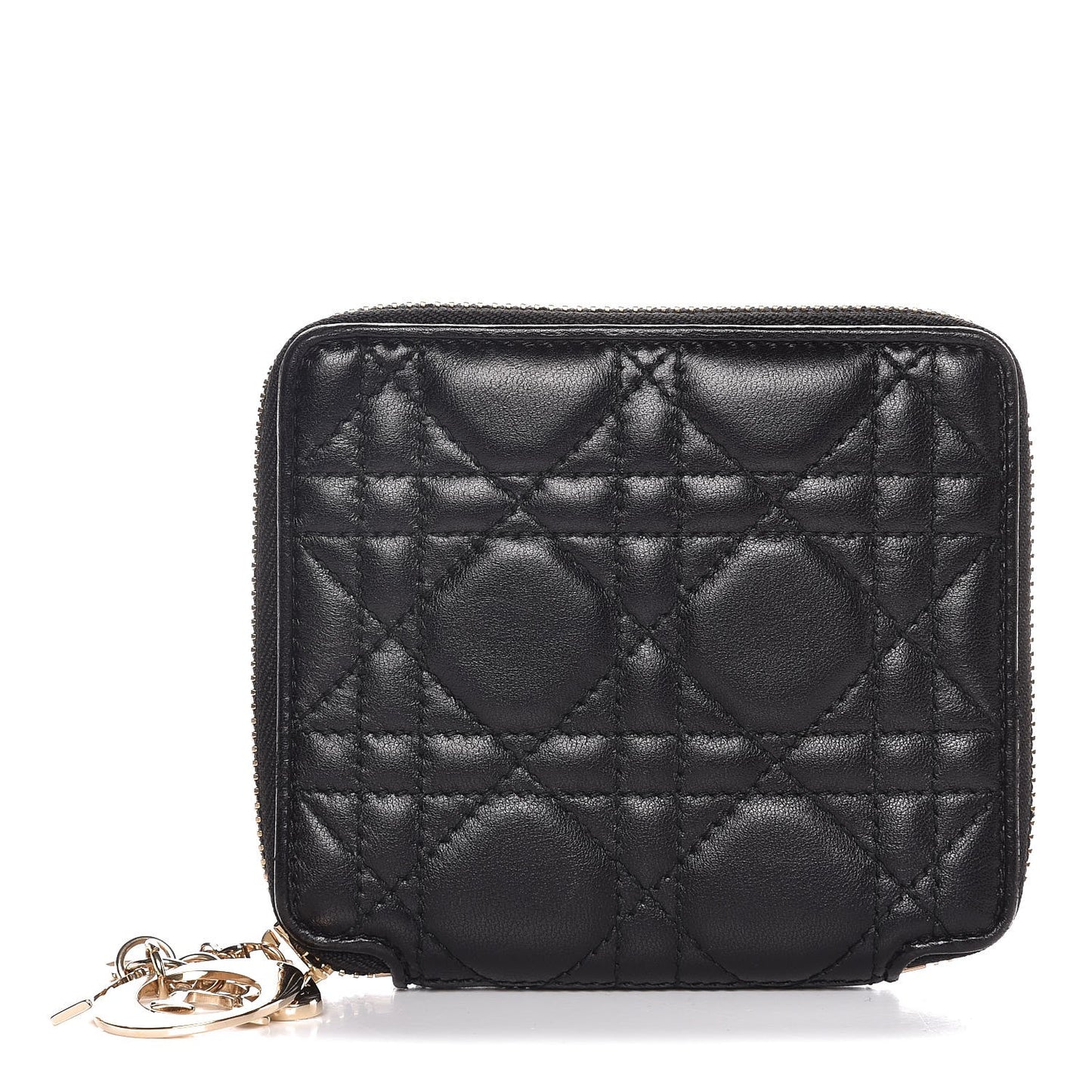 Lambskin Cannage Lady Dior Medium Wallet Black