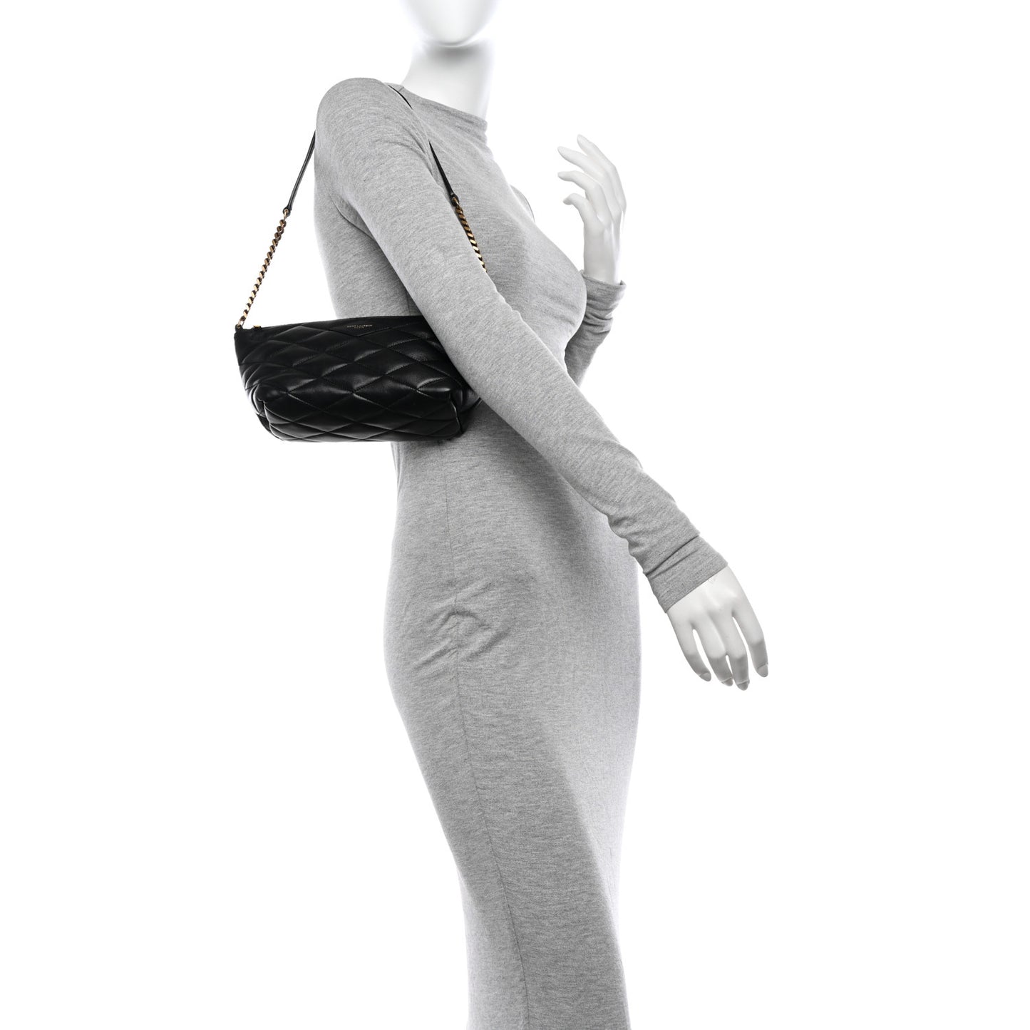 Lambskin Quilted Gaby Zipped Shoulder Bag Black