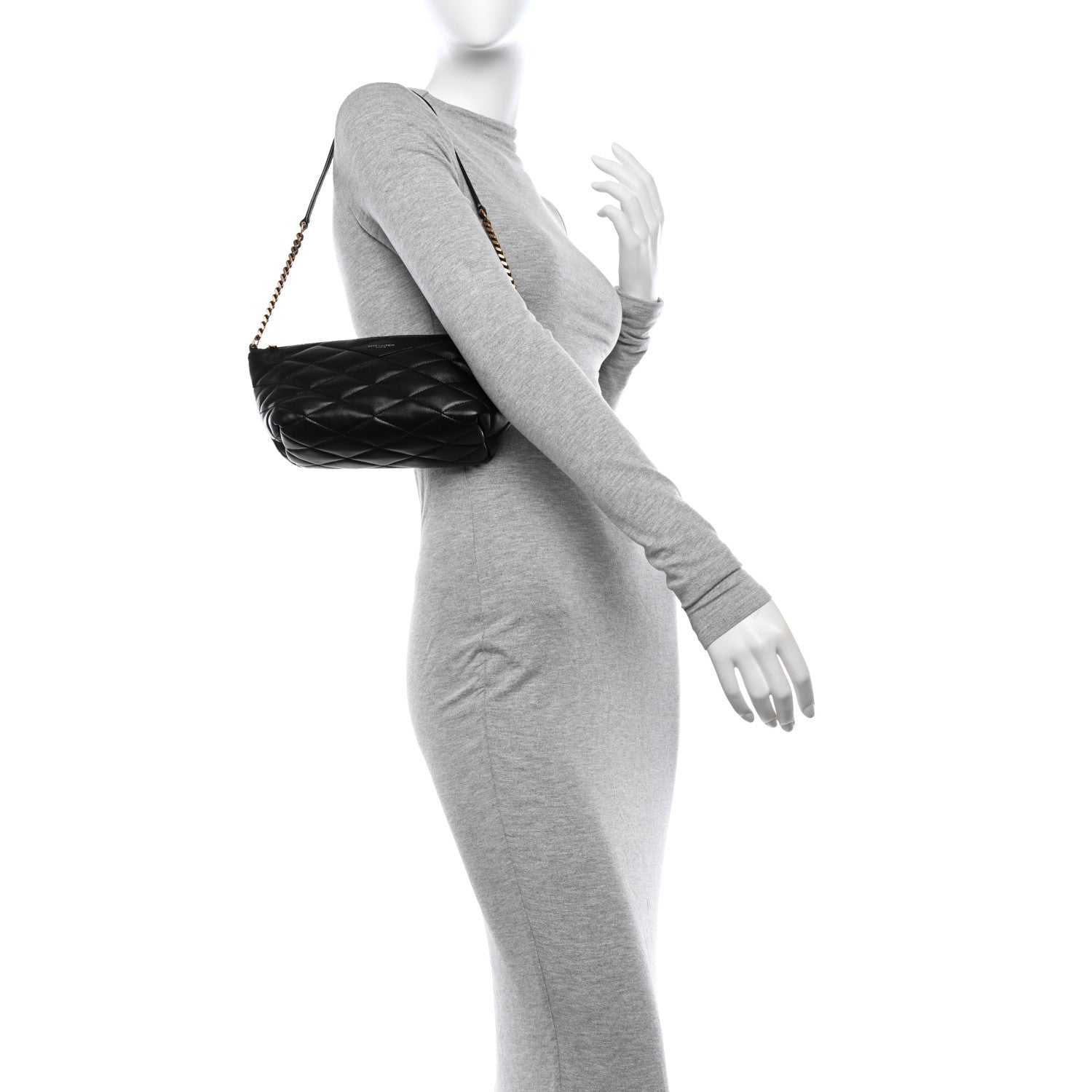 Saint Laurent Lambskin Quilted Gaby Zipped Shoulder Bag Black 2 of 10