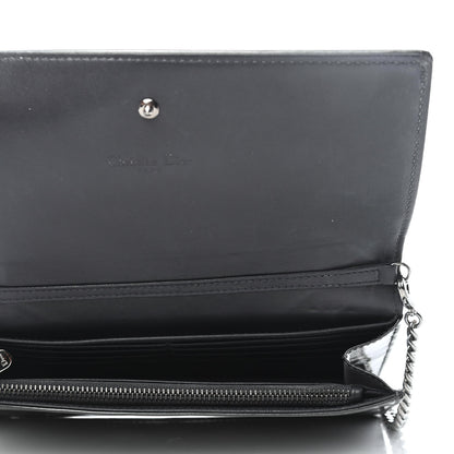 Christian Dior Metallic Patent Micro-Cannage Diorama Croisiere Chain Wallet Onyx Black 5 of 10