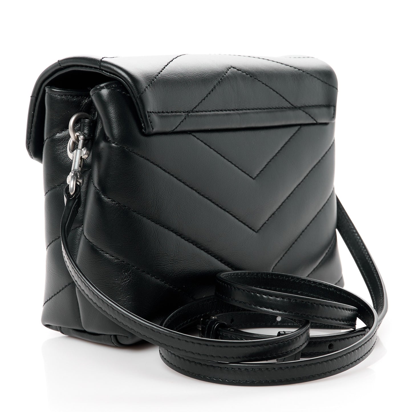 Calfskin Y Quilted Monogram Toy Loulou Crossbody Bag Black