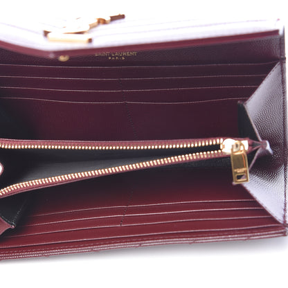 Saint Laurent Grain De Poudre Matelasse Chevron Monogram Flap Wallet Rouge Legion 5 of 6