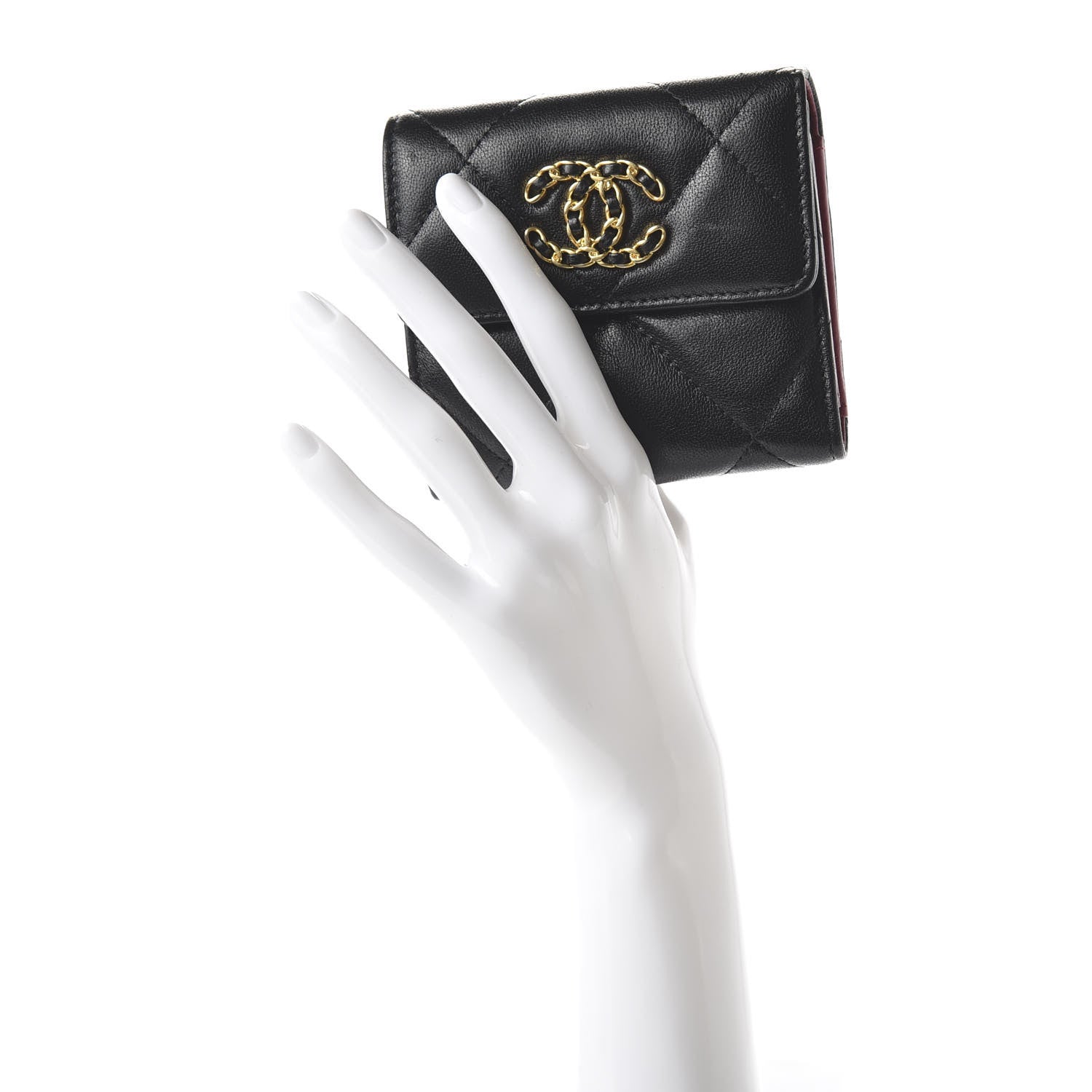 Chanel Lambskin Quilted 19 Small Flap Wallet Black 2 of 11