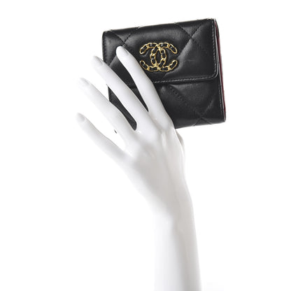 Chanel Lambskin Quilted 19 Small Flap Wallet Black 2 of 11