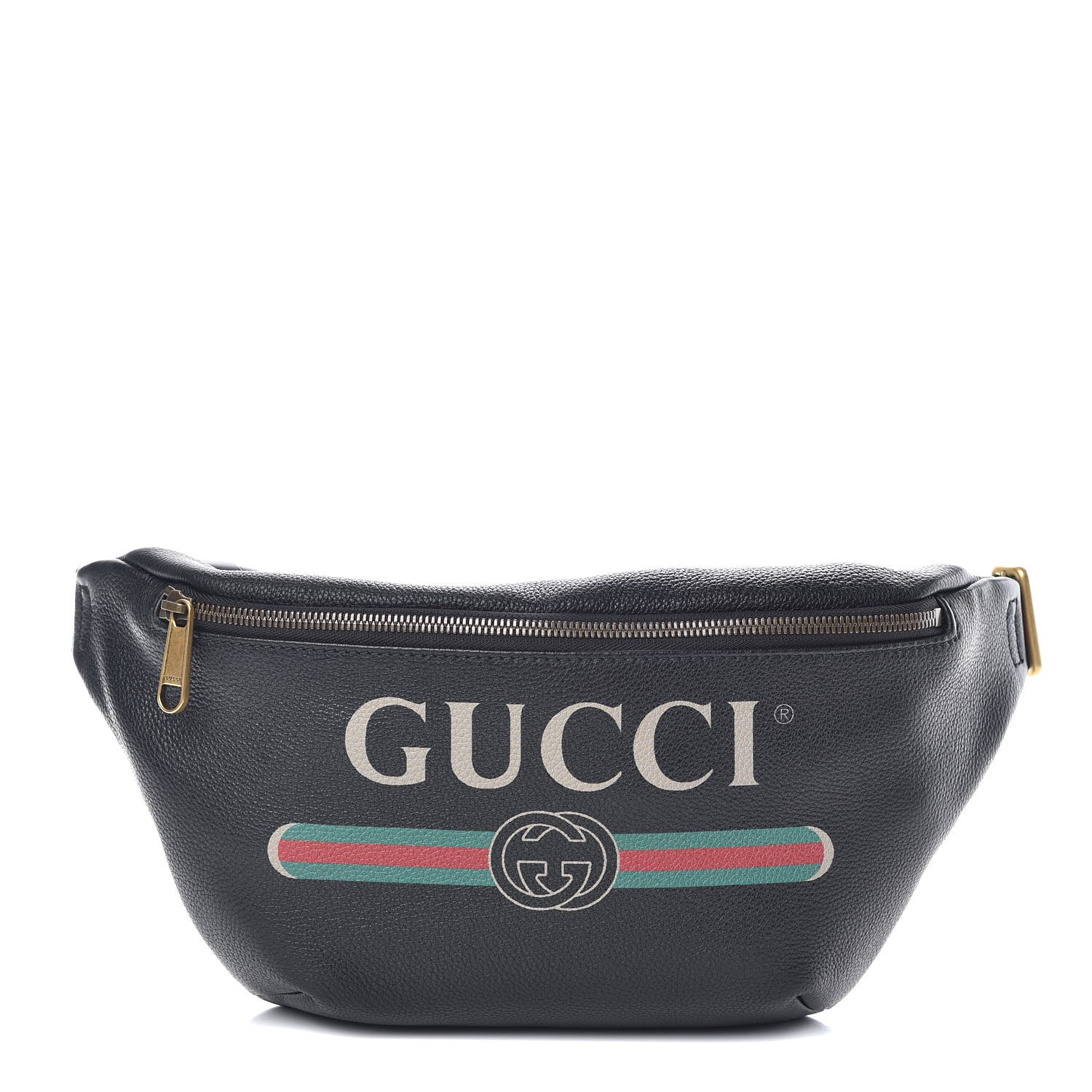 Gucci Grained Calfskin Logo Belt Bag Black 1 of 7