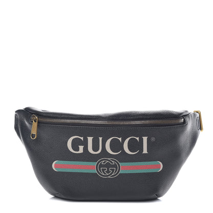 Gucci Grained Calfskin Logo Belt Bag Black 1 of 7
