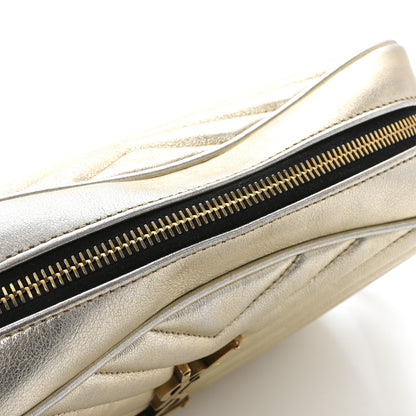 Saint Laurent Metallic Calfskin Matelasse Monogram Lou Camera Bag Platino 11 of 12