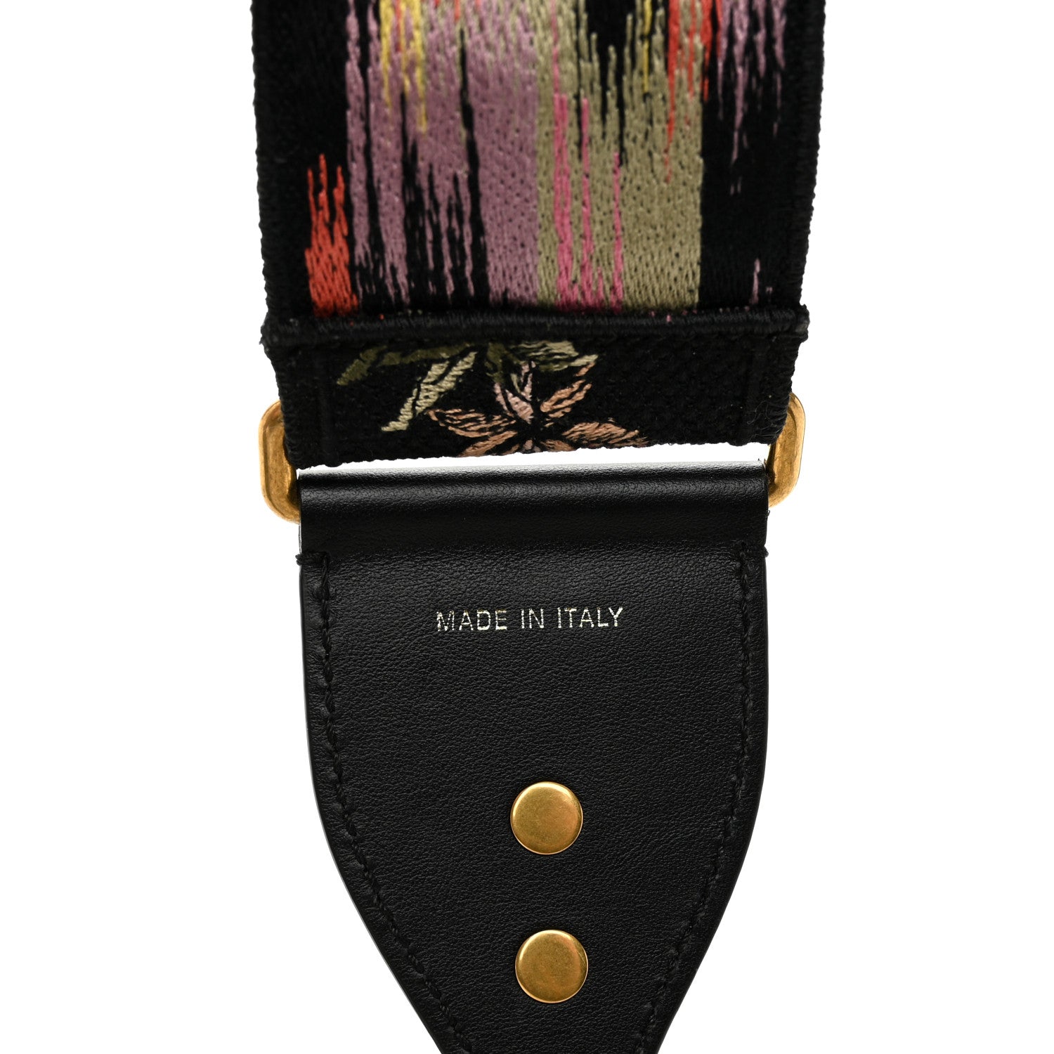 Christian Dior Canvas Embroidered Floral Shoulder Strap Black