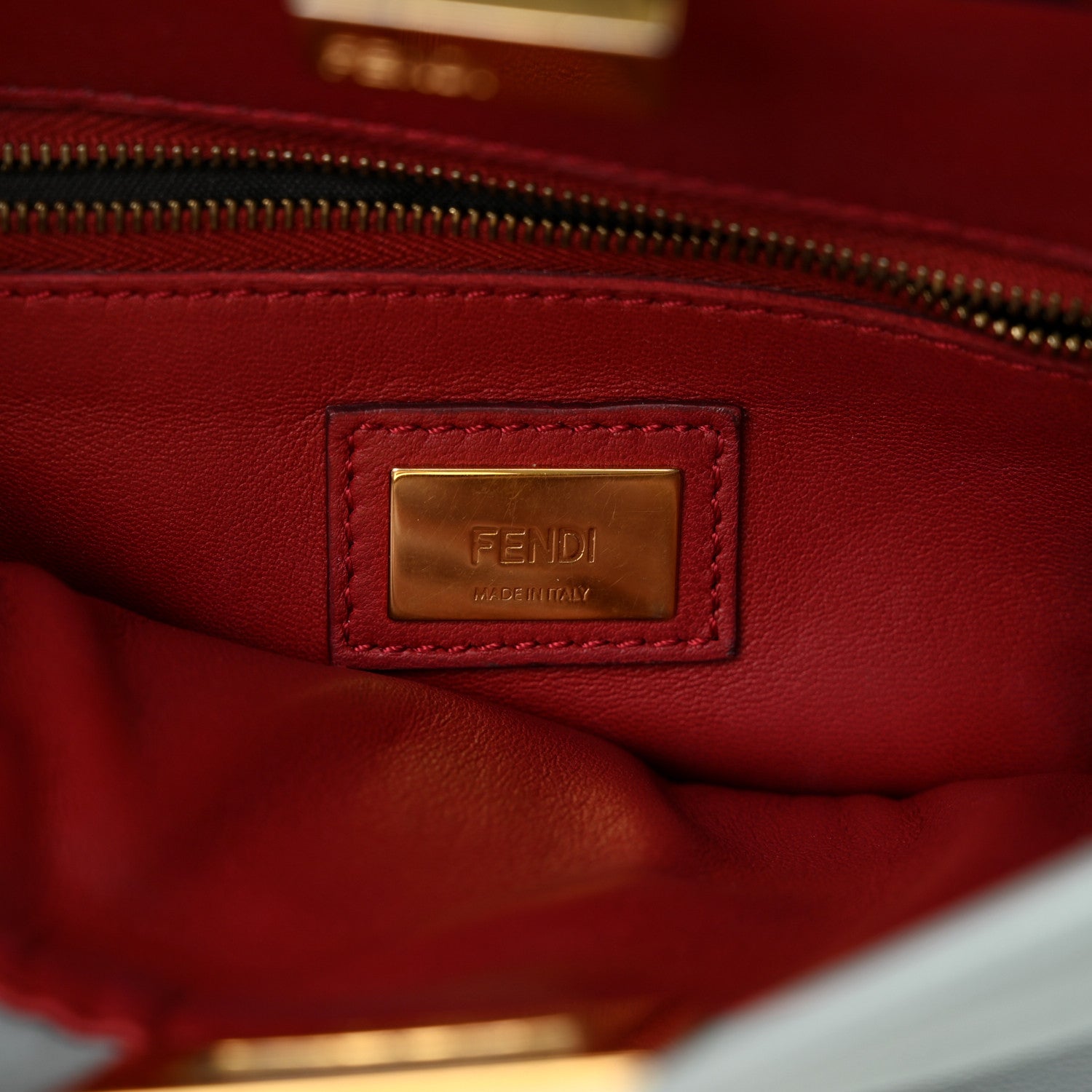 Fendi Nappa Colorblock Mini Peekaboo Iconic Satchel Polvere Purple Rain Ruby 7 of 14