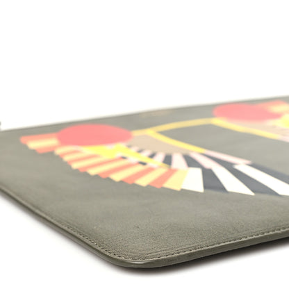Givenchy Calfskin Egyptian Print Zip Pouch Olive 9 of 10