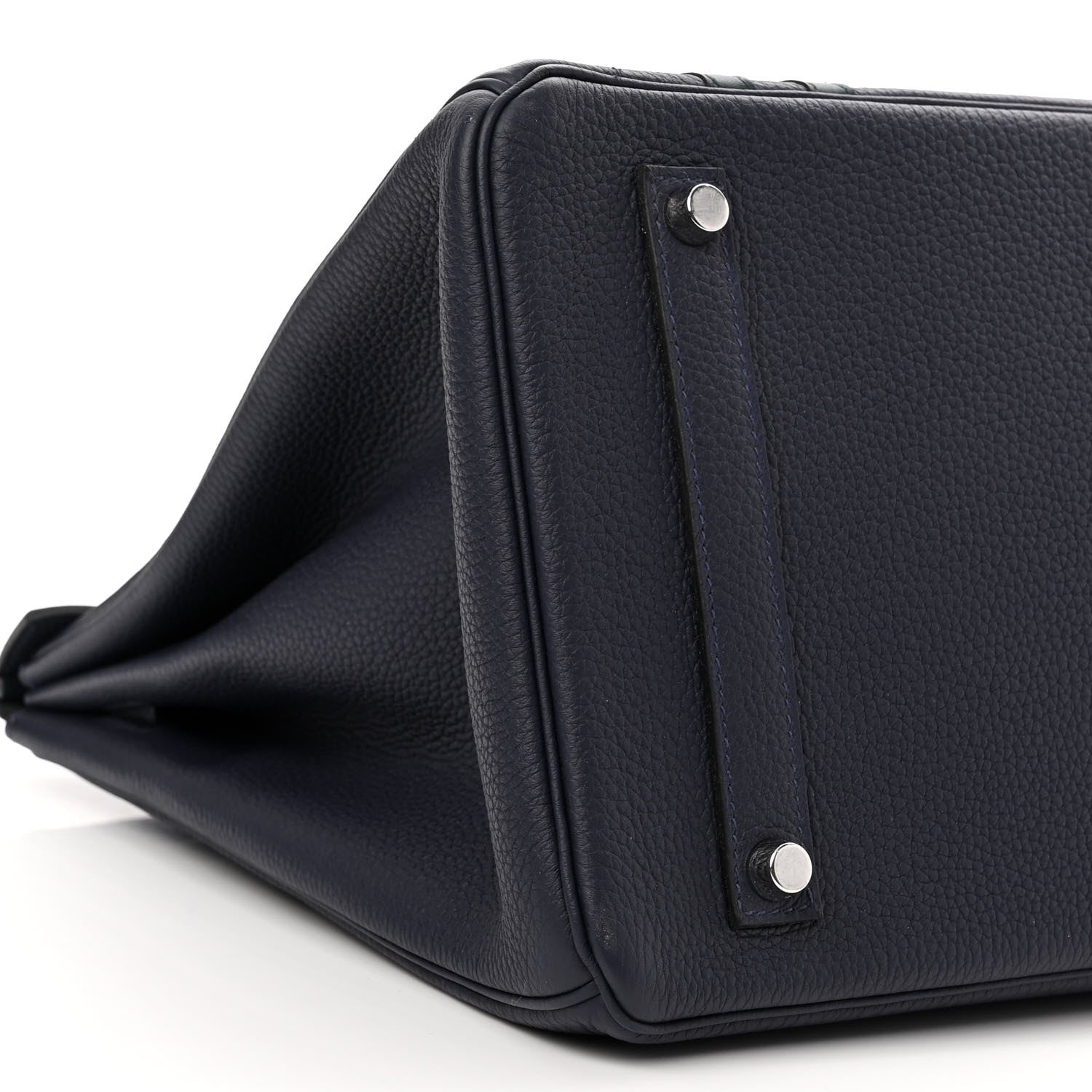 Hermes Togo Swift Officier Birkin 35 Bleu Nuit Vert Cypress 9 of 11