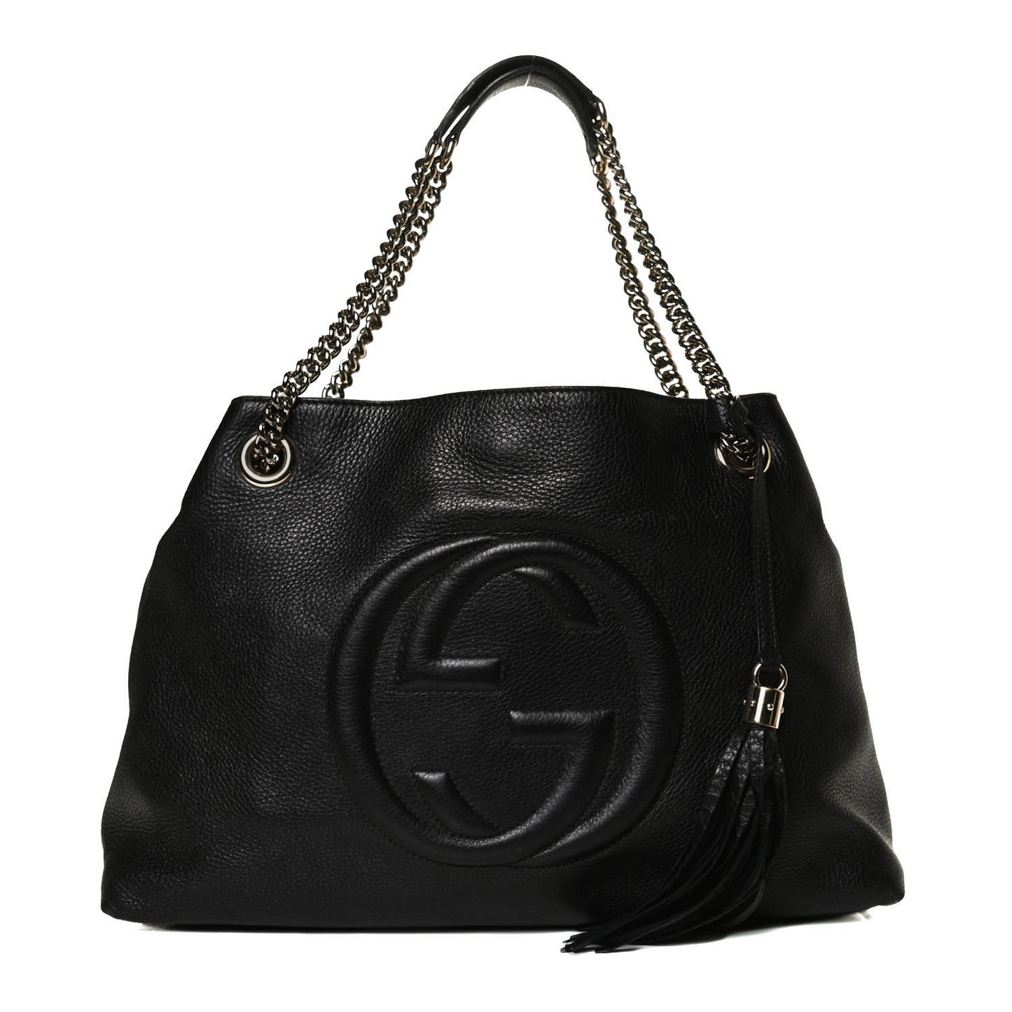 Pebbled Calfskin Medium Soho Chain Shoulder Bag Black