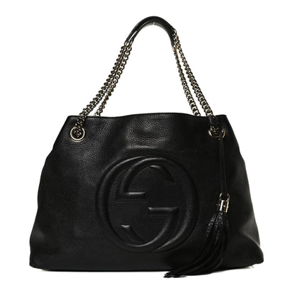 Gucci Pebbled Calfskin Medium Soho Chain Shoulder Bag Black 1 of 14