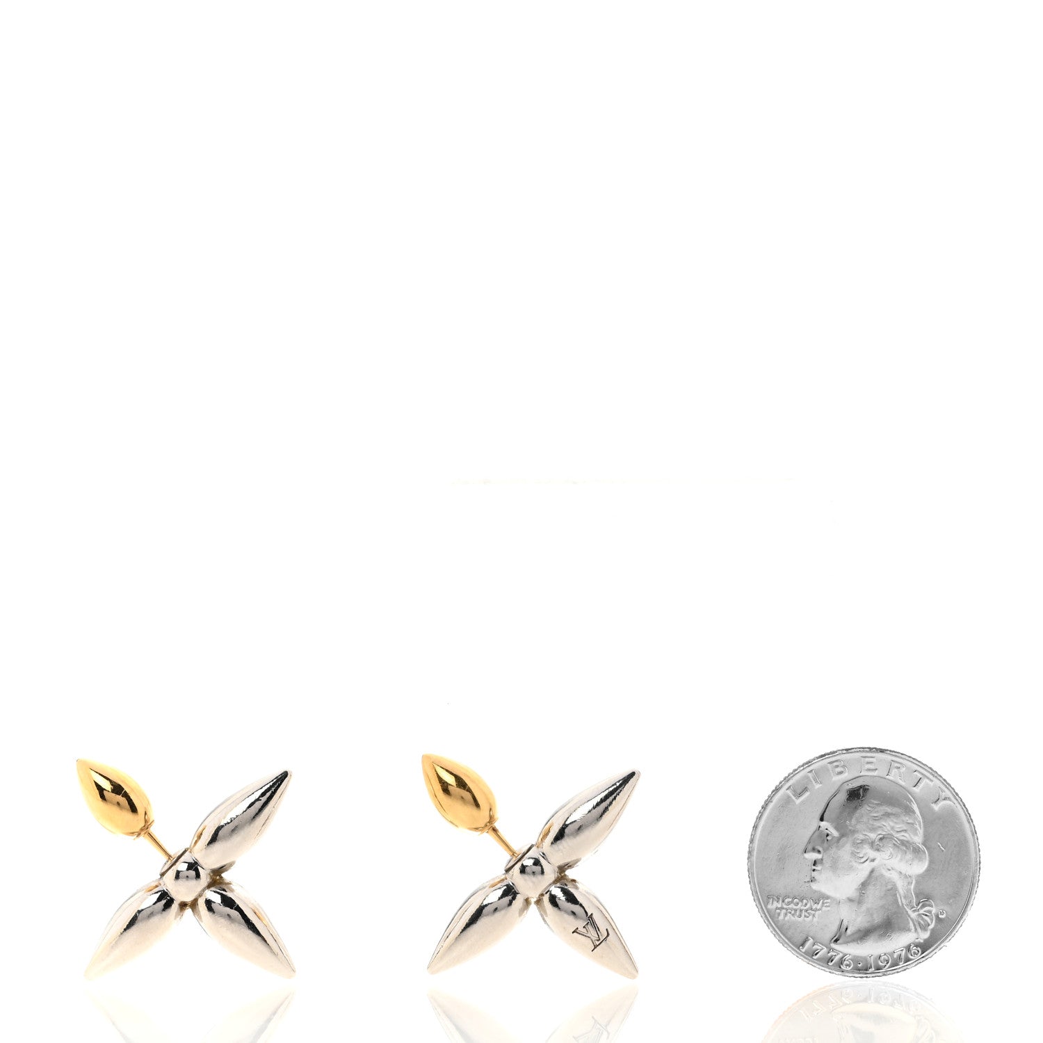 Louis Vuitton Metal Louisette Earrings Silver Gold 2 of 5