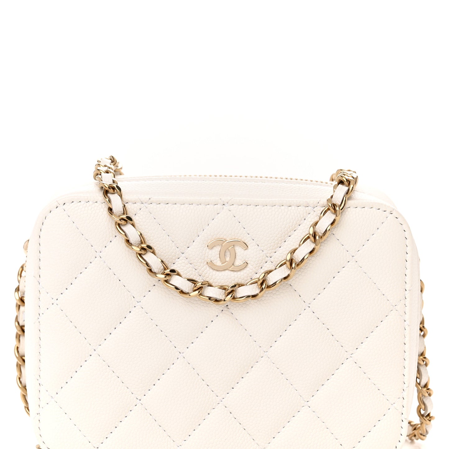 Caviar Quilted Camera Bag White