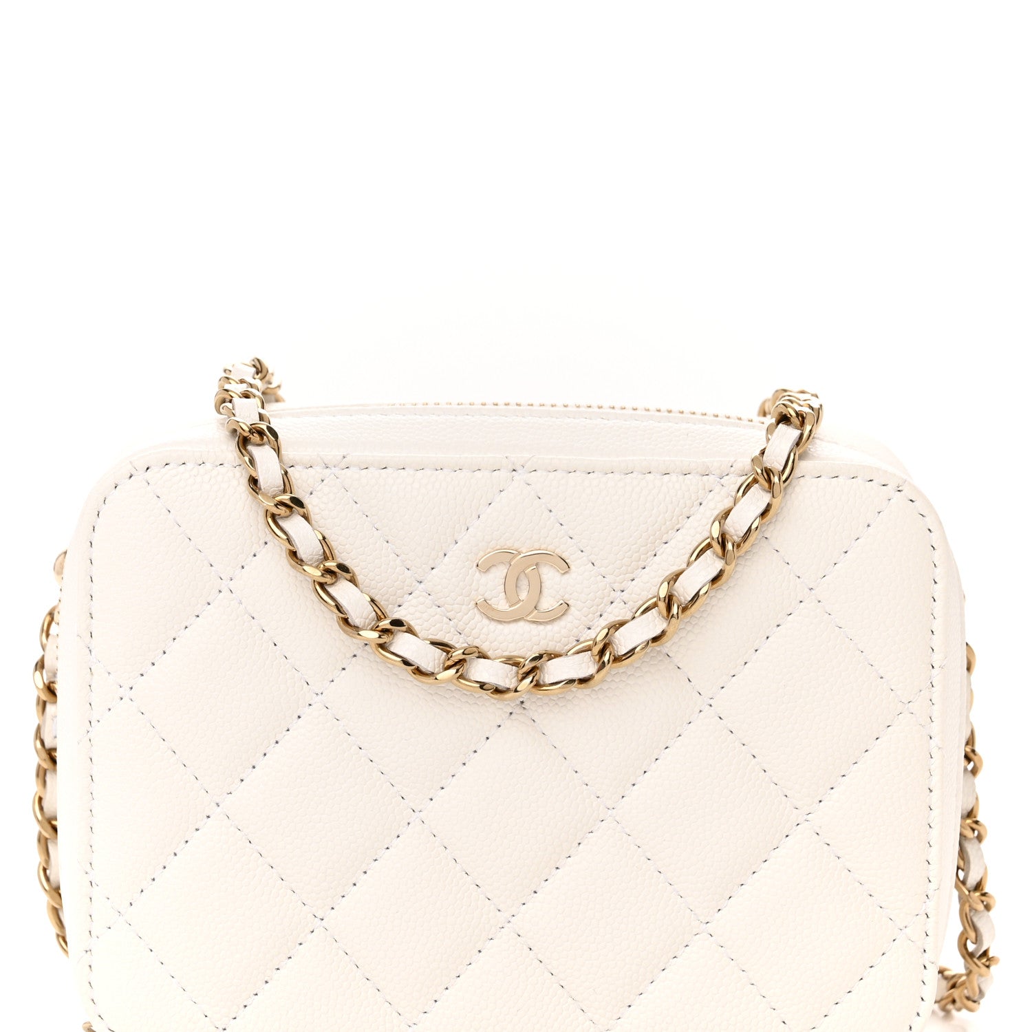 Chanel Caviar Quilted Camera Bag White 8 of 12
