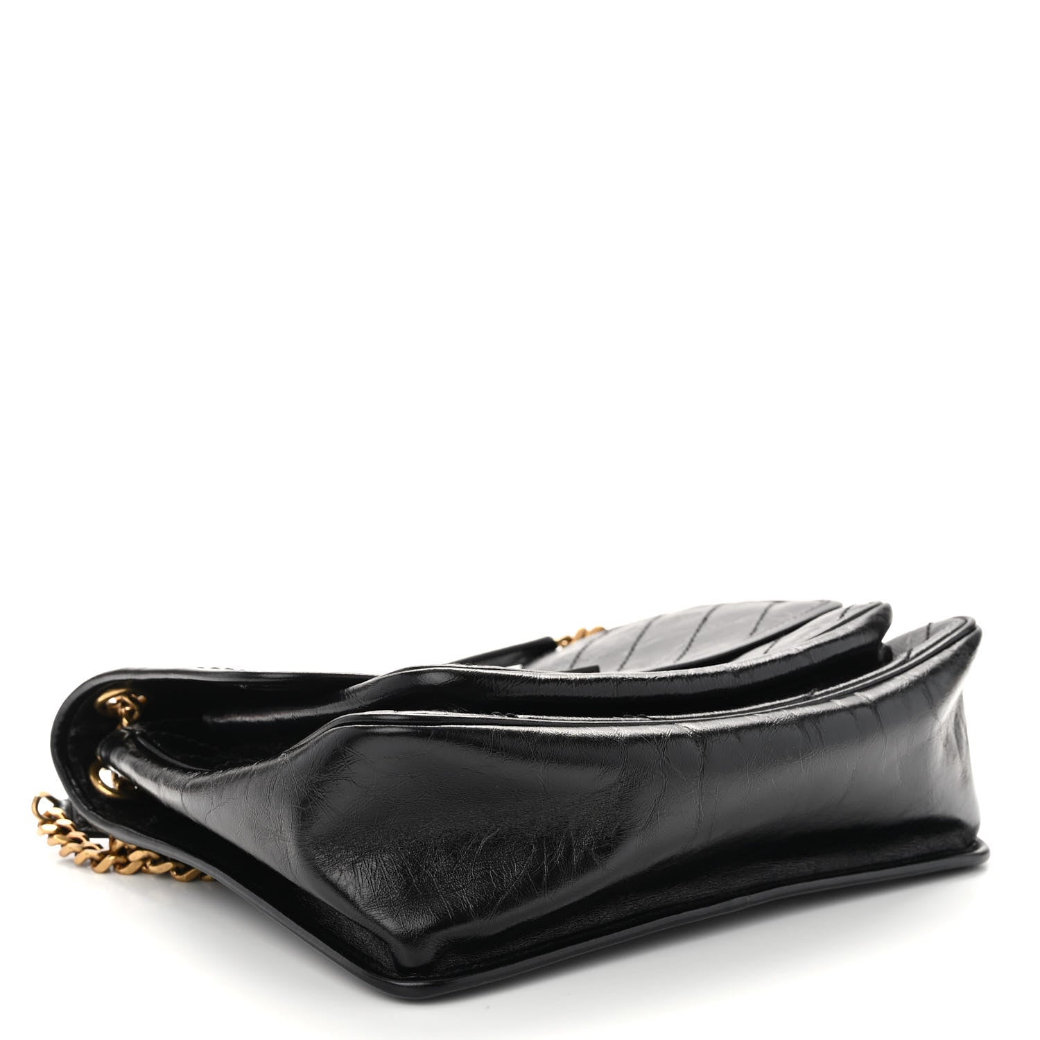 Saint Laurent Crinkled Calfskin Matelasse Monogram Medium Niki Chain Satchel Black 4 of 11