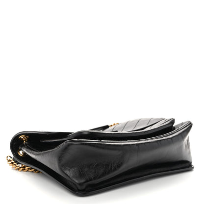 Saint Laurent Crinkled Calfskin Matelasse Monogram Medium Niki Chain Satchel Black 4 of 11