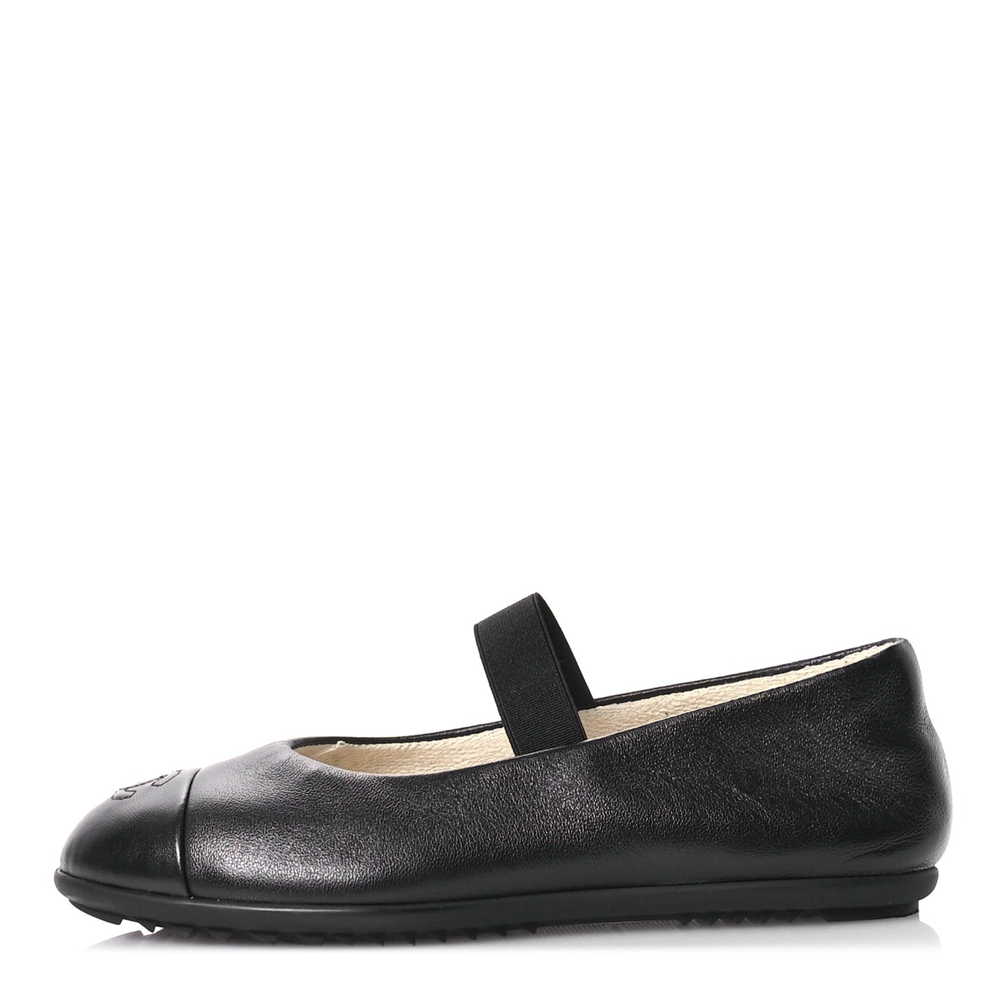 Lambskin Cap Toe CC Mary Jane Flats 36.5 Black