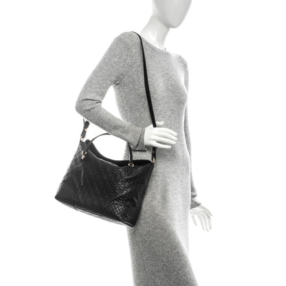 Gucci Guccissima Medium Bree Foldover Tote Black 2 of 7