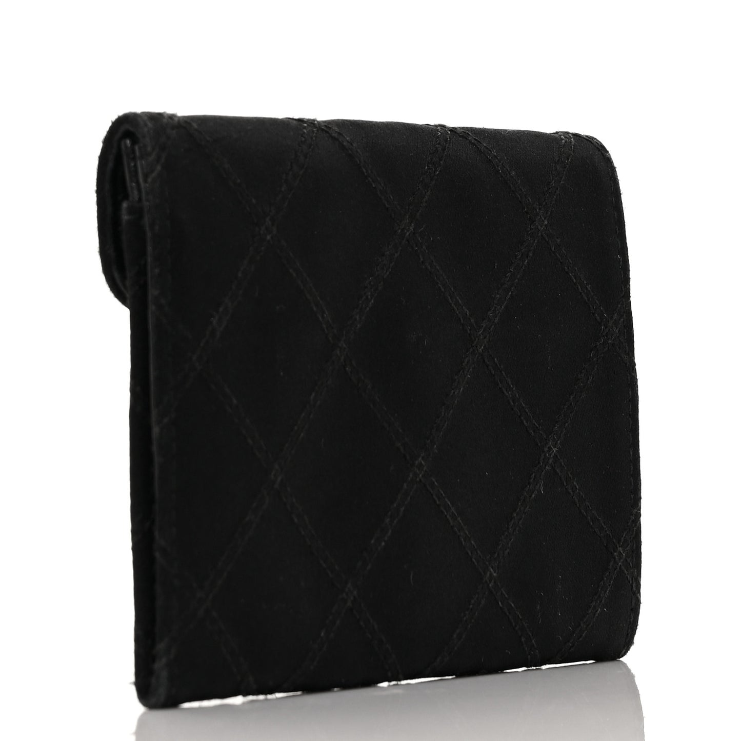 Satin Stitched Compact Card Case Black