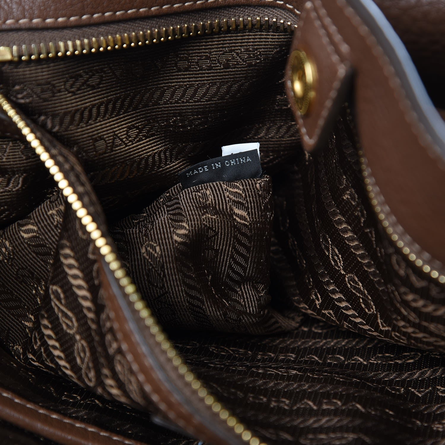 Prada Vitello Daino Side Zip Tote Tabacco 8 of 8