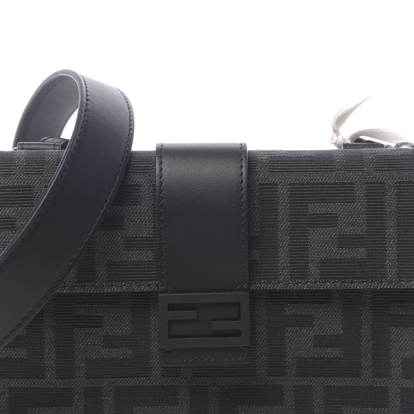 Recycled Fabric Jacquard Vitello Grace FF 1974 Baguette Belt Pouch Asfalto Black