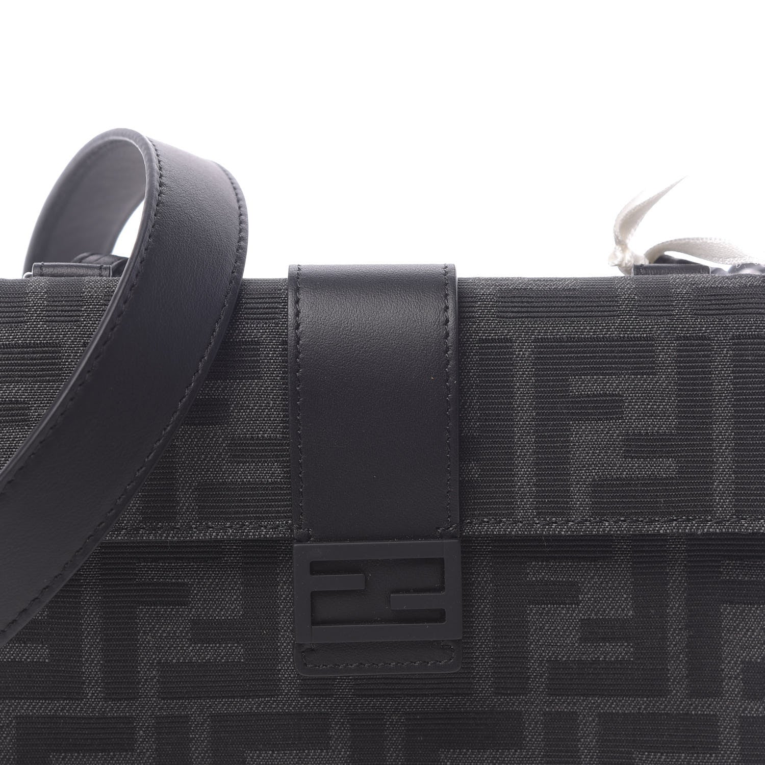 Fendi Recycled Fabric Jacquard Vitello Grace FF 1974 Baguette Belt Pouch Asfalto Black 10 of 10