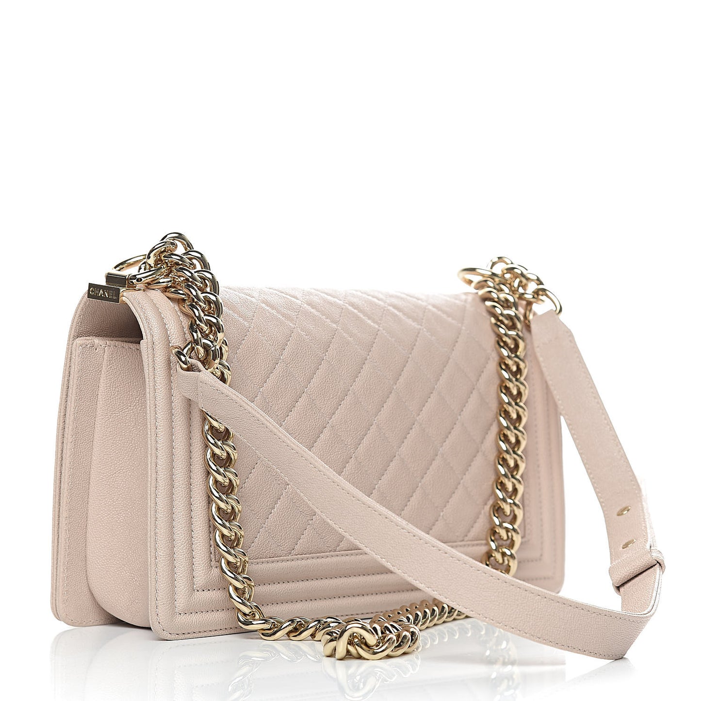 Caviar Quilted Medium Boy Flap Beige
